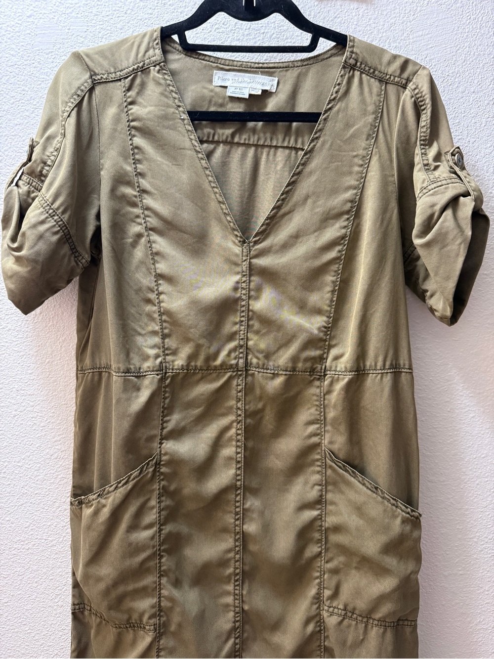 Anthropologie Pilcro and the Letterpress Lyocell Olive Green Utility Dress XS - Picture 3 of 11